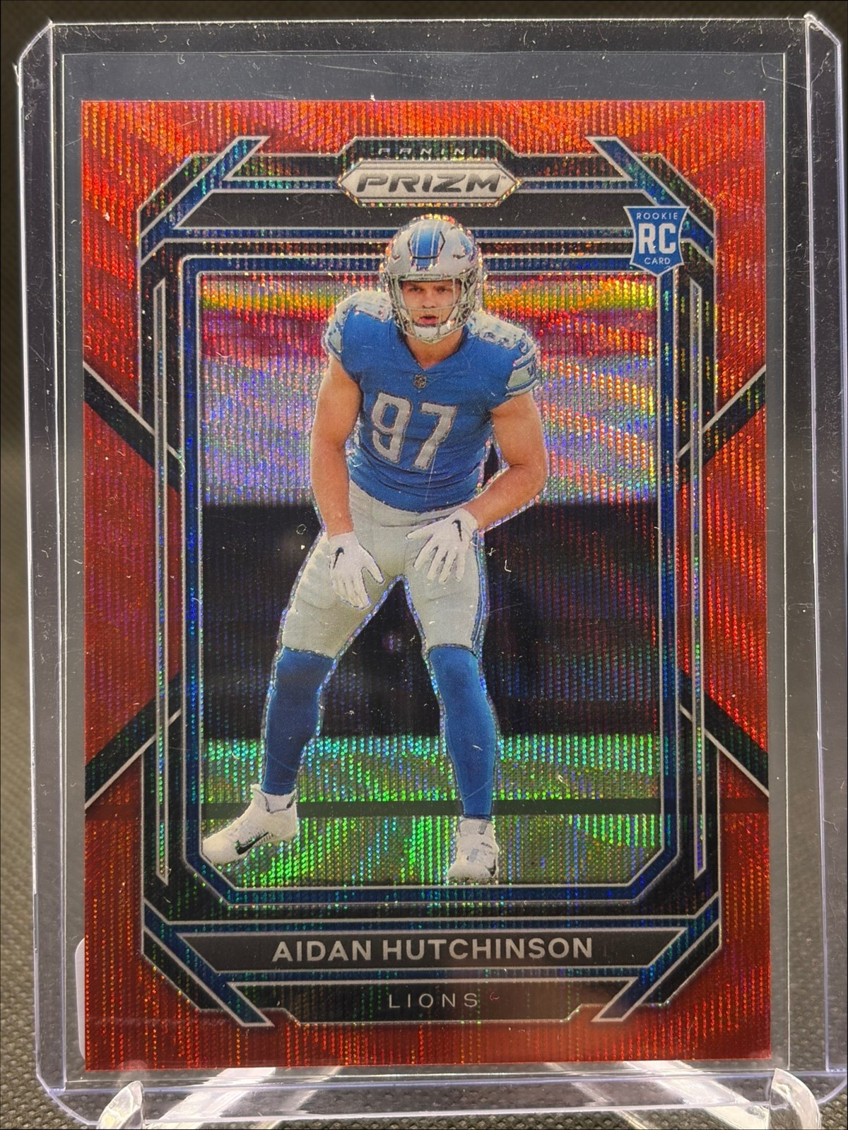 2022 Panini Football Prizm Aidan Hutchinson Red Wave /149 #340 RC Detroit Lions