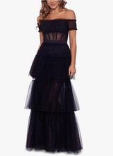 Betsy  Adam Tulle Tiered Corset Off-shoulder Gown   Kai  Size 0