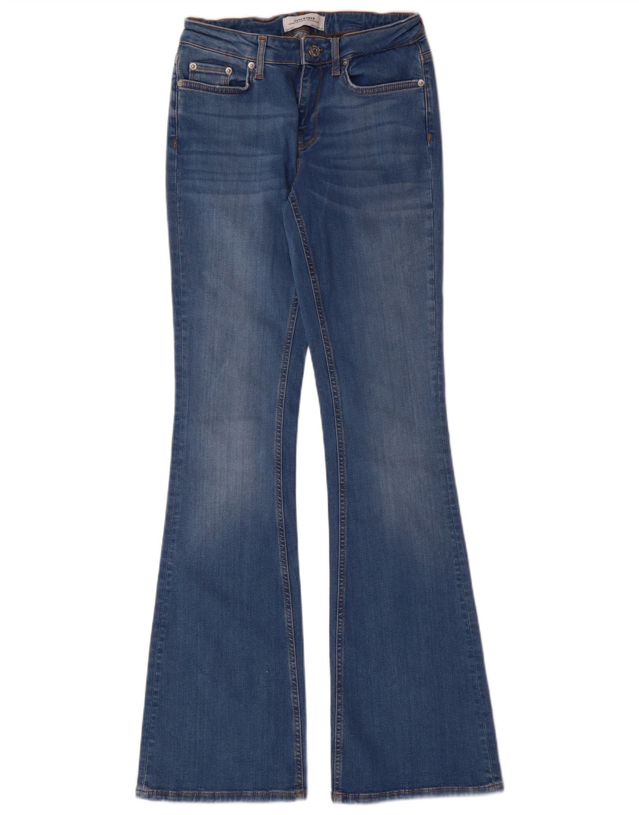 ZARA Womens Flared Jeans EU 36 XS W26 L33 Blue Cotton AG16