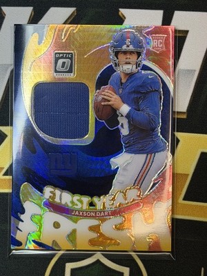 2025 Donruss Optic #FYFBH-JDA Jaxson Dart First Year Fresh Neon Blue