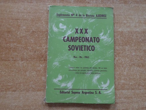 RAR! XXX Campeonato Sovietico 1962 Editorial Sopena Argentina Suplemento No 4