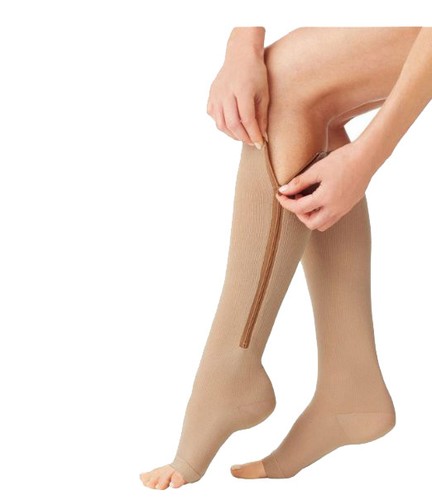 2 Pairs Zipper Compression Socks Open Toe Zippered Suppor Compression Stockings - Picture 6 of 13