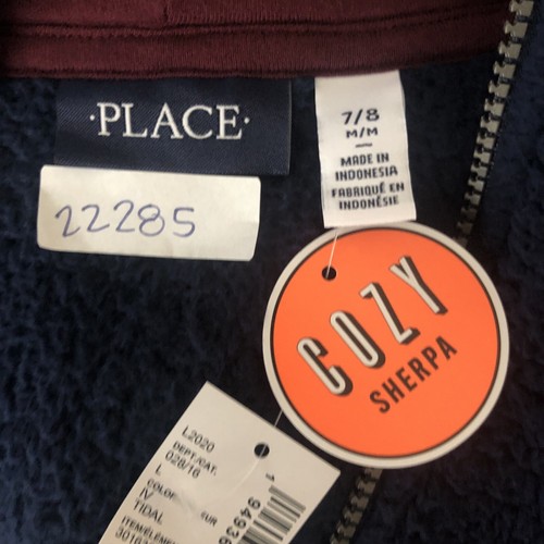 Childrens Place Boys M 7 8 Sherpa Fleece Jacket Navy Blue Cozy Hoodie New - Picture 4 of 8