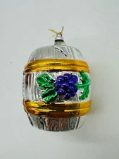 Wine Barrel Glass Christmas Ornament