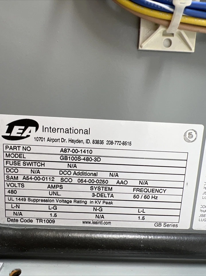 Lea International Power Surge Suppressor A87-00-1410 50/60Hz 480V - Image 4 of 4