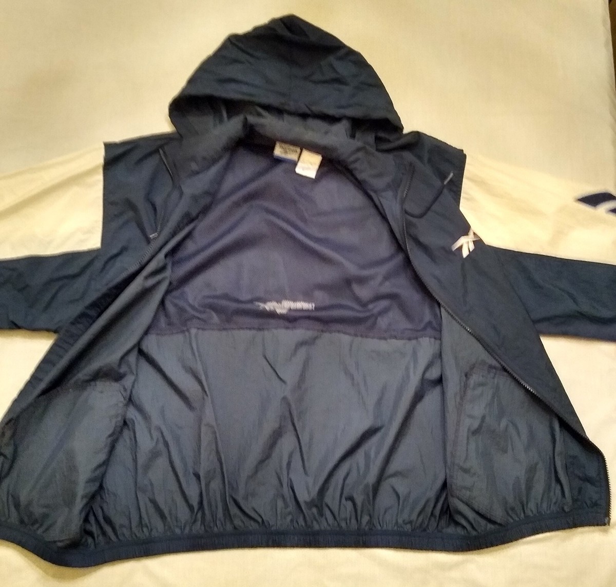 Vintage Reebok Navy Blue Track Jacket Mens Size M Medium Full Zip
