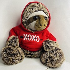 Dan Dee Sloth Plush 15" XOXO Red Hoodie Stuffed Animal Plush