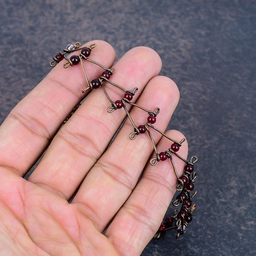 Red Ruby Gemstone Handmade Copper Wire Wrap Bracelet Adjustable Jewelry For Gift - Picture 5 of 5