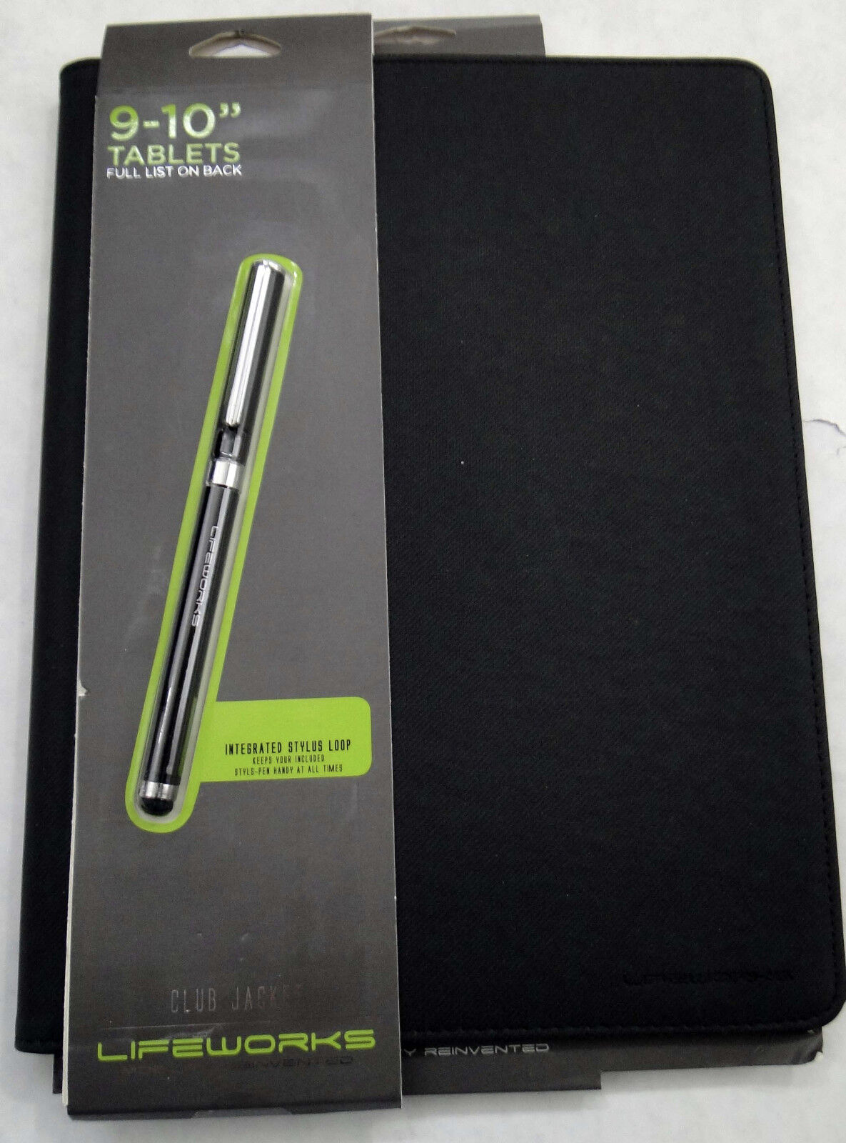 Lifeworks Club Jacket Universal Tablet Case 9 - 10 inch, w/ Free Stylus, Black