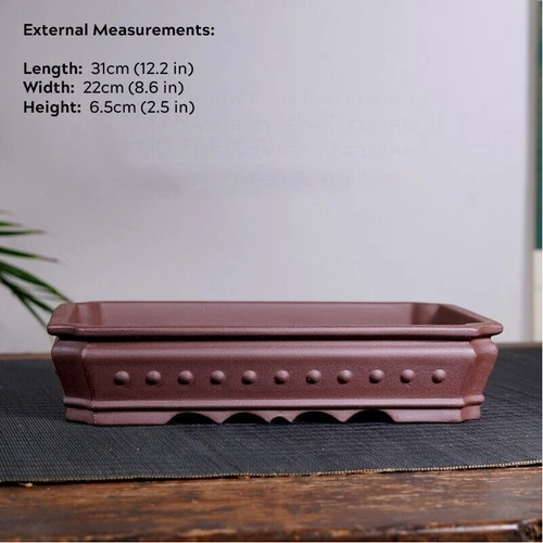 7-12" Large Rectangular Bonsai Pot Traditional Chinese Unglazed Purple Sand Pots - Picture 33 of 34