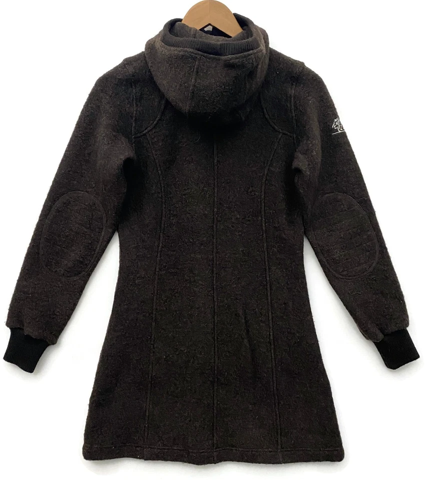 Bergans of Norway Myrull Lady Coat Womens XS Hooded Long Wool Jacket Brown $285 - Image 2 of 4