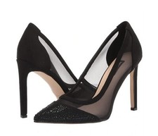 NINE WEST Women's Tayen Dress Pumps Mesh Jeweled Toe Black US 8 M