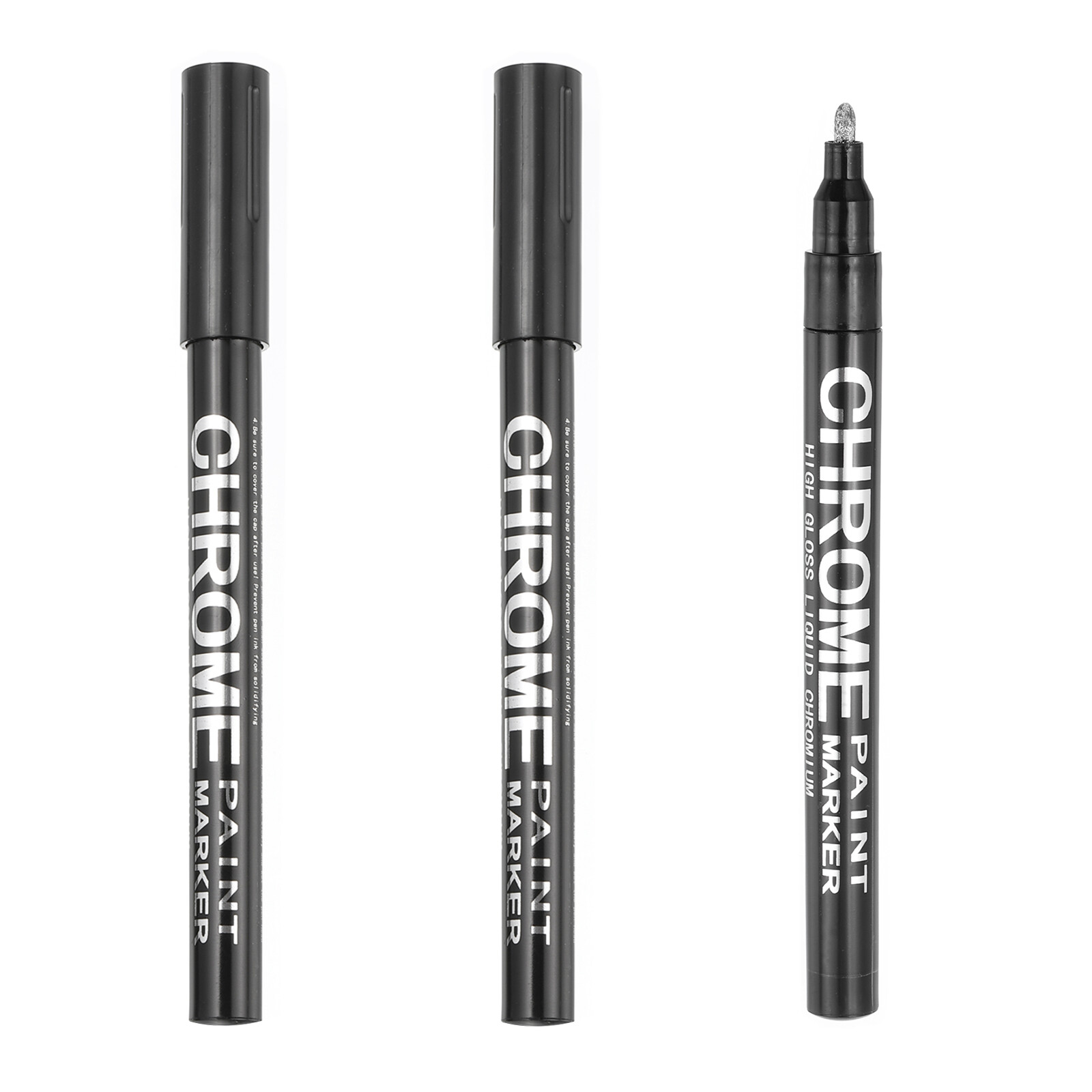Chrome Markers, 3Pcs Liquid Chrome Pens with 1mm Fine Tip, Silver-image