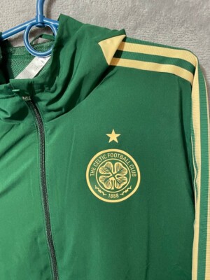 Celtic Training Jacket With Zipped Hood Green Adidas Polyester