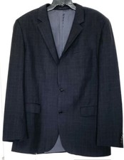 HUGO BOSS Black Charcoal Gray Tonal Plaid Grand Central Blazer Coat Jacket 46 L