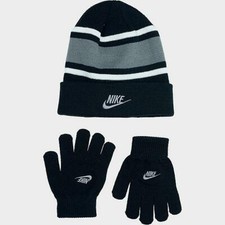 NEW Authentic Nike Kids' boys girls Futura Stripe Beanie Hat and Gloves Set