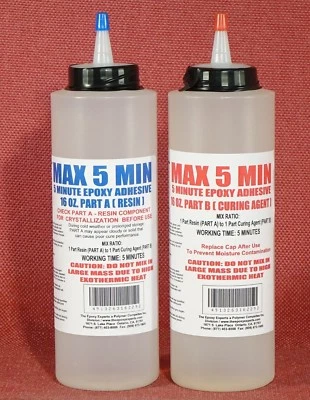 MAX EPOXY RESIN SYSTEM EPOXY RESIN 5 MINUTE SET GLUE HIGH STRENGTH & TOUGHENED LOW COST BULK QUART KIT
