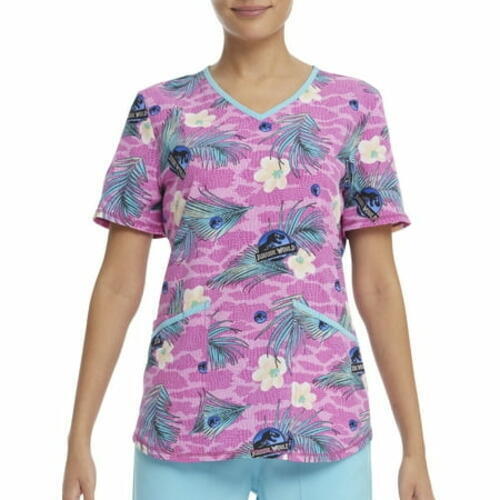 Scrubstar Damen 3XL Jurassic World Dino Haut V-Ausschnitt Druck Peeling Top WM32T745LF - Bild 1 von 1