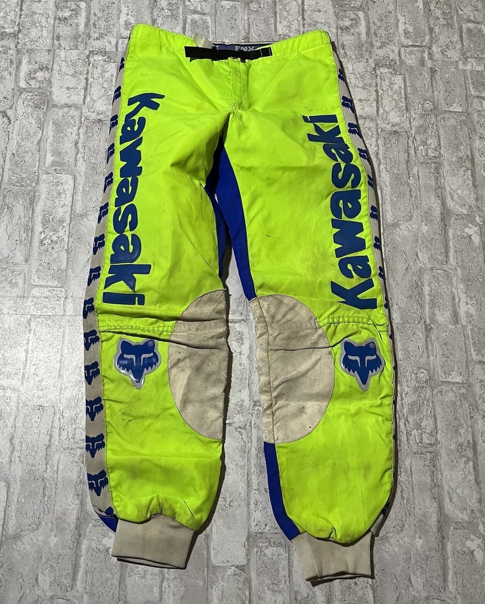 レーシングパンツ VINTAGE FOX RACING KAWASAKI MOTO-X MENS MOTOCROSS PANTS BLUE 30