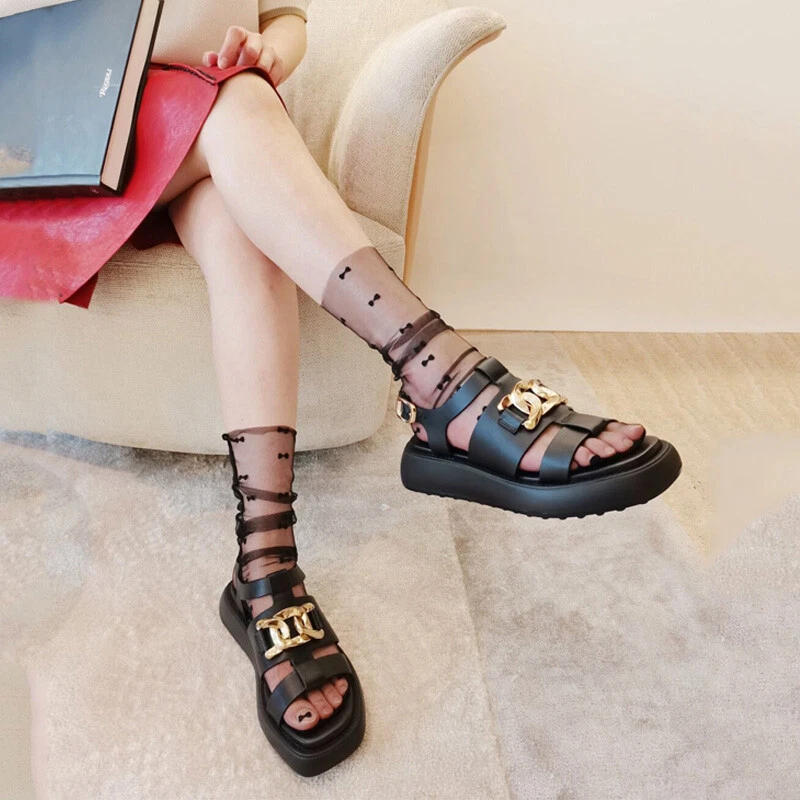 TOD’S Sandali donna Tod's in pelle con suola aperta con suola spessa che aumenta altezza