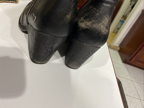 BED STU NOBILITY Sz 8.5 BLACK Distressed Leather SIDE ZIP Wedge TALL Boots ROUND - Picture 5 of 9