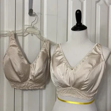 Rhonda Shear Bra Sz 1X Wireless Lightly Padded Beige Set of 2 Comfort Wide Strap