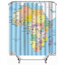 Africa Map Waterproof Shower Curtain, Travel Map Fabric Shower