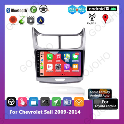 Car Stereo Radio GPS BT Navi Carplay For Chevrolet Sail 2009-2014 9'' Android 13