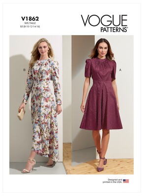 Vogue Sewing Pattern V1862 Misses' Dress Size F5 (16-18-20-22-24) UNCUT