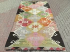 Vintage Turkish Kilim Handmade Wool Floor Rug, Large Boho Rug, Carpet 62"x109"