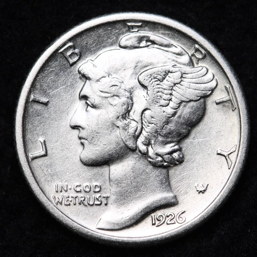 1926 Mercury Silver Dime Nice AU FREE SHIPPING