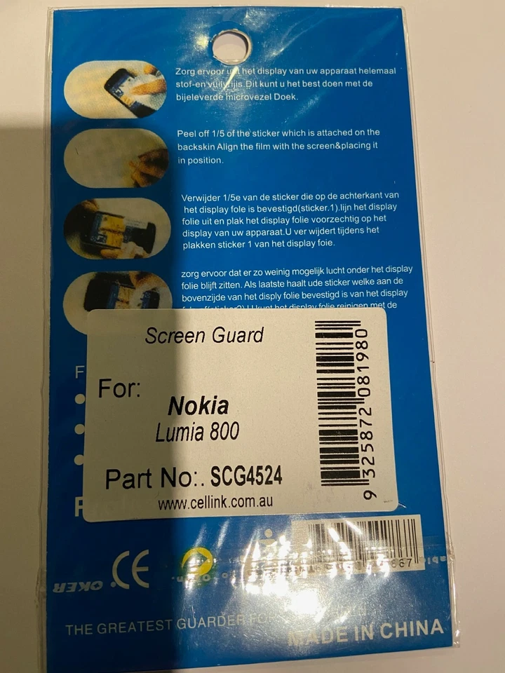Protector Pantalla Nokia Lumia 800 Transparente SCG4524. Pack Nuevo y Precintado Foto 2 de 2
