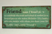 Hobby Lobby Friend definition wooden distressed easel back or hang sign