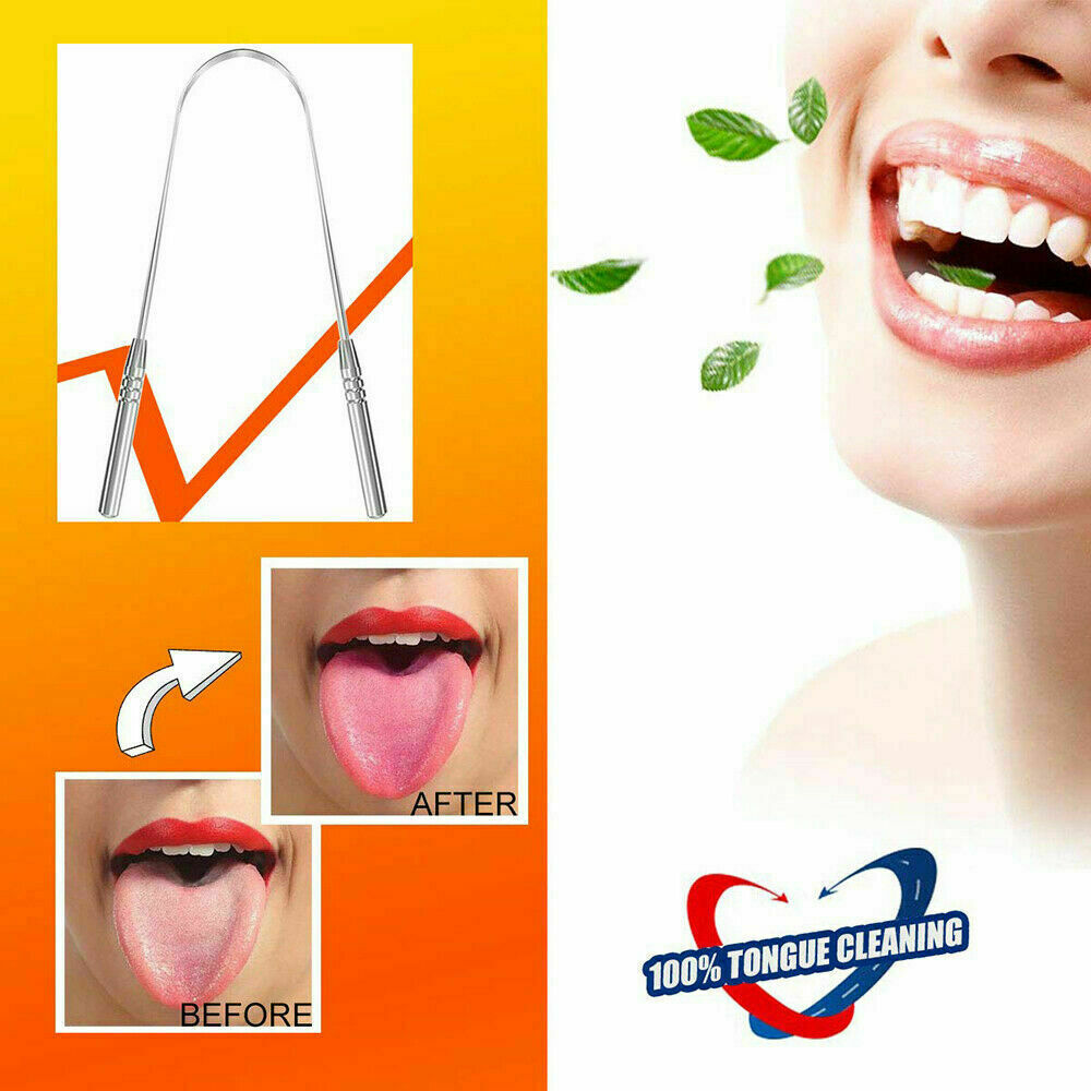 2X Stainless Steel Tongue Tounge Cleaner Scraper Dental Care Hygiene