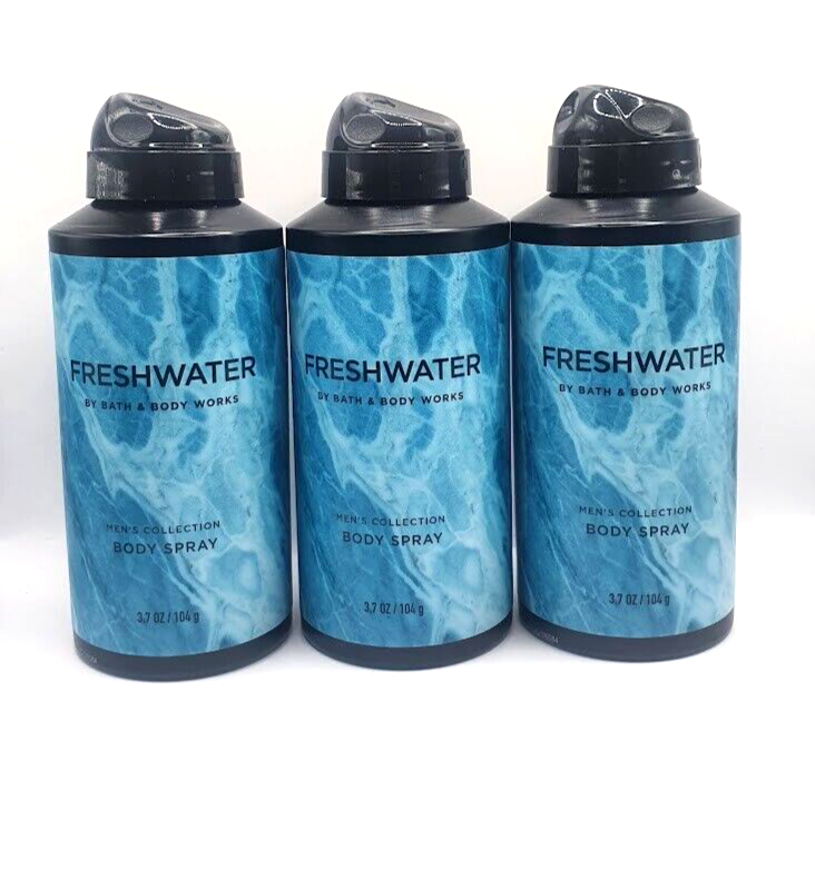 BATH AND BODY WORKS FRESHWATER BODY SPRAY FOR MEN 3.7 FL OZ EACH