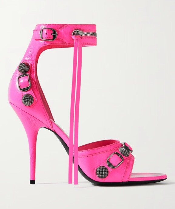 Final $ Balenciaga Cagole Leather Ankle Straps Heels Sandals