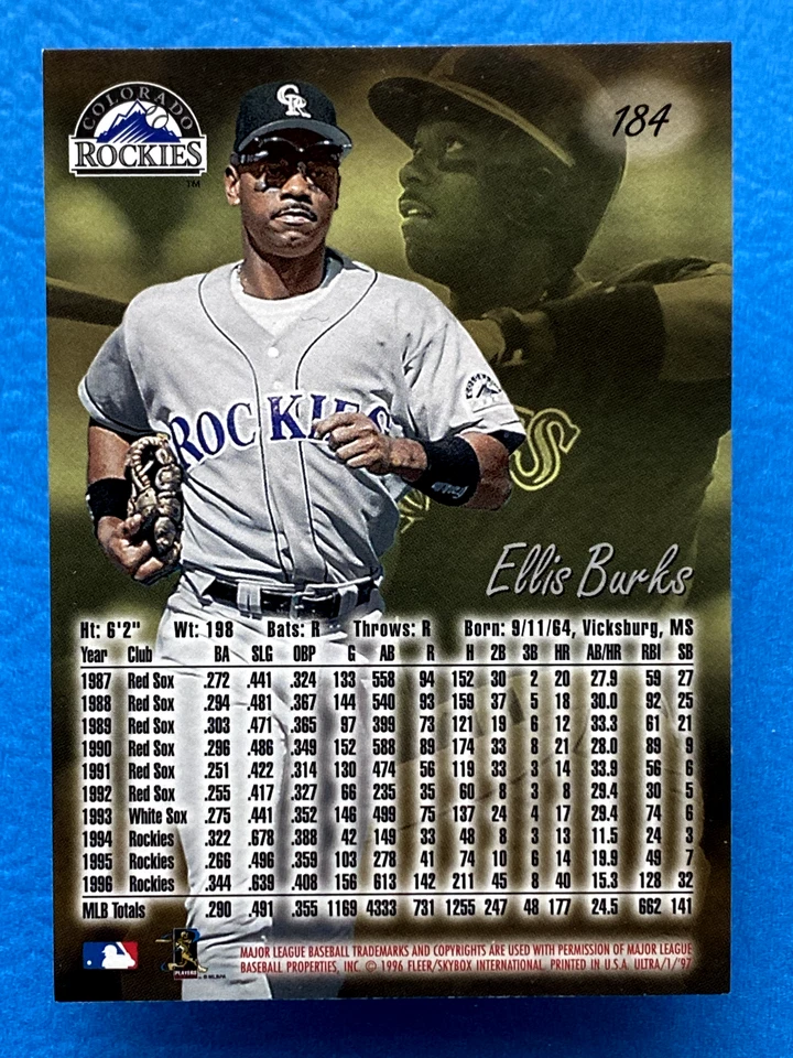 1997 Fleer Ultra Ellis Burks #184 - Image 2 of 2