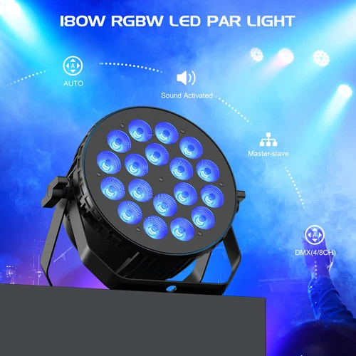 270W RGBW Par Can Light 18LED Stage DMX DJ Party Disco Wedding Wash Lights Beam