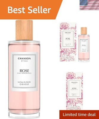 Elegant Chanson Rose Eau de Toilette 3.4 oz - Delicate Notes of Lychee & Rose