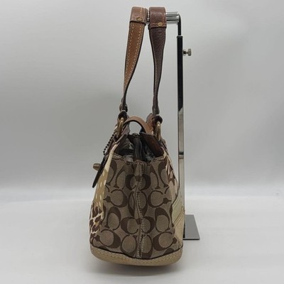COACH Patchwork Turnlock Shoulder Bag Y2K Vintage Brown Beige