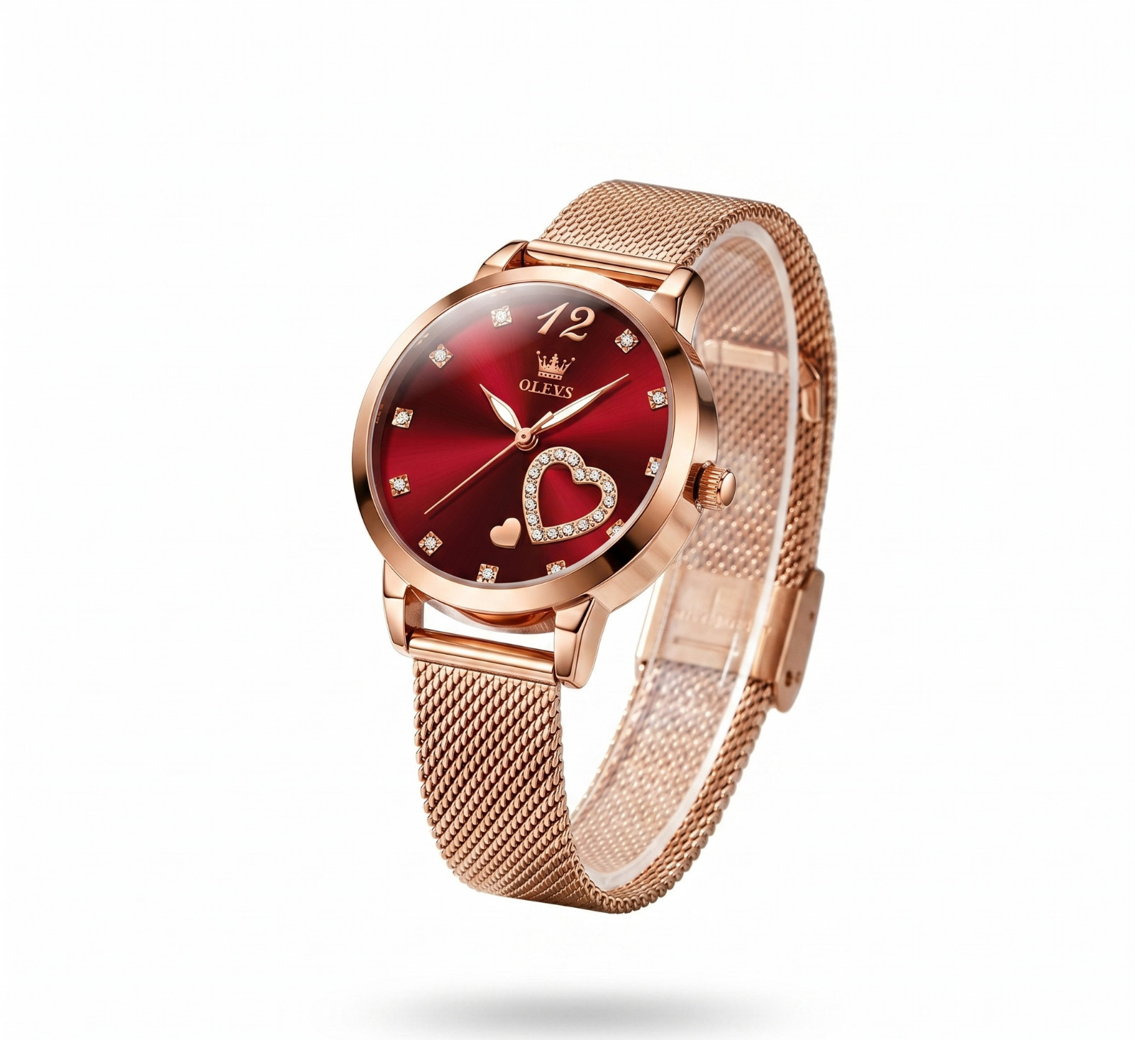 Montre femme quartz rouge pour le bureau et les sorties en soirée chic OLEVS