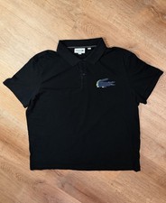 Lacoste Polo Shirt Men XXL Black Big Croc Logo Regular Fit Short Sleeve