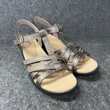 CLARKS Emily2 Rose Leather Heeled Sandals Women's Size 11 Bronze 81671