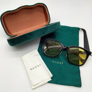 Lunettes de soleil Gucci GG1000SK jaune et noir avec accessoires Authentique du Japon