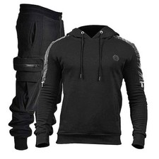 Men's Tracksuit 2 Piece Hoodie Athletic Jogging Sweatsuits for Men Large Black