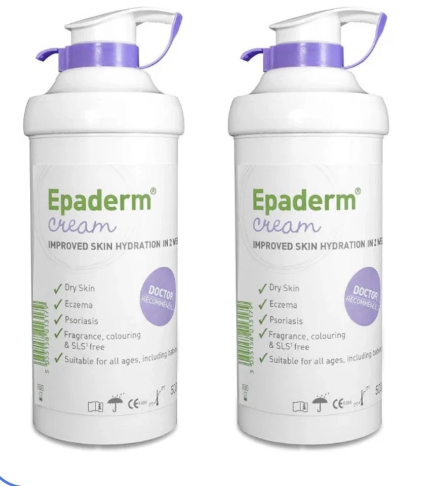 2x Epaderm 2-in-1 Emollient and Skin Cleanser Cream 500g