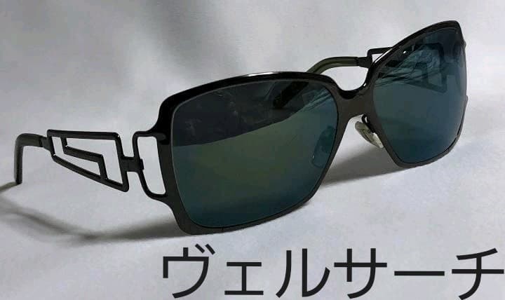 Versace Greca G Emblem Metal Sunglasses Black Blue Mirror Used