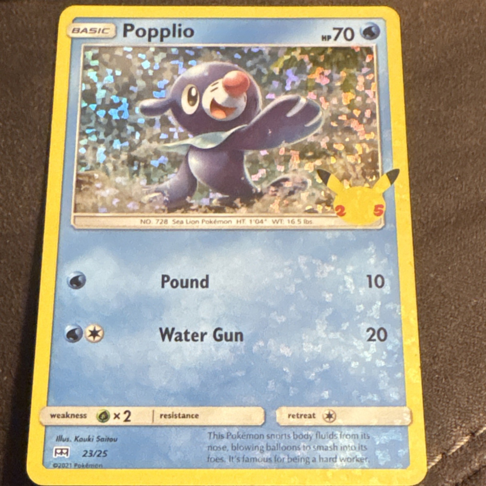 Pokémon Popplio Holo Promo Basic 23/25 McDonald's 25th Anniversary 70 HP 2021