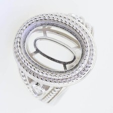 Sterling Silver Semi Mount Ring Setting Oval 16x12 Cocktail Ring Cabochon