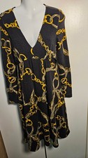 Jeff Gallano Paris Chain Print Midi Dress UK Size 10 30"